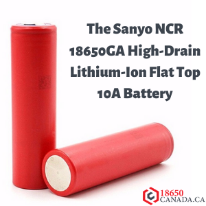 The Sanyo NCR 18650GA High-Drain Lithium-Ion Flat Top 10A Battery